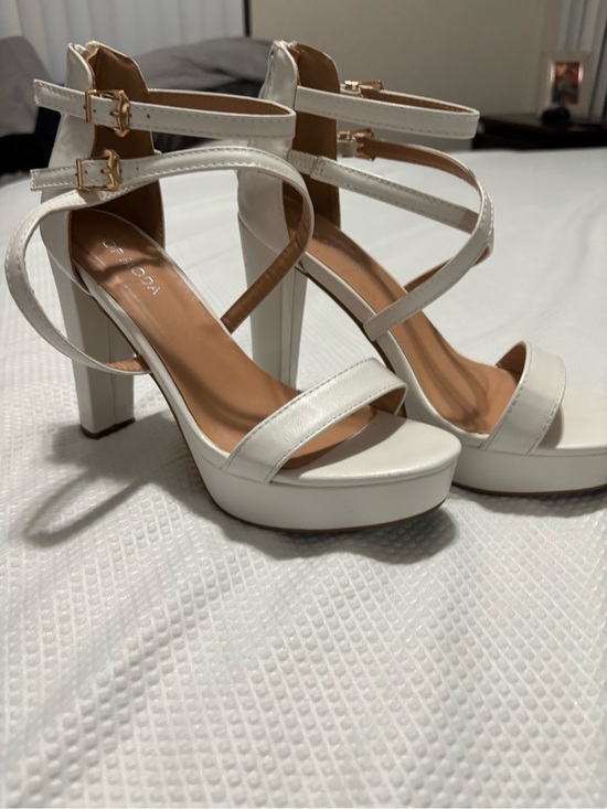 TOP Moda Shoes - TOP Moda White Strappy Platform Heels with Gold Buckles